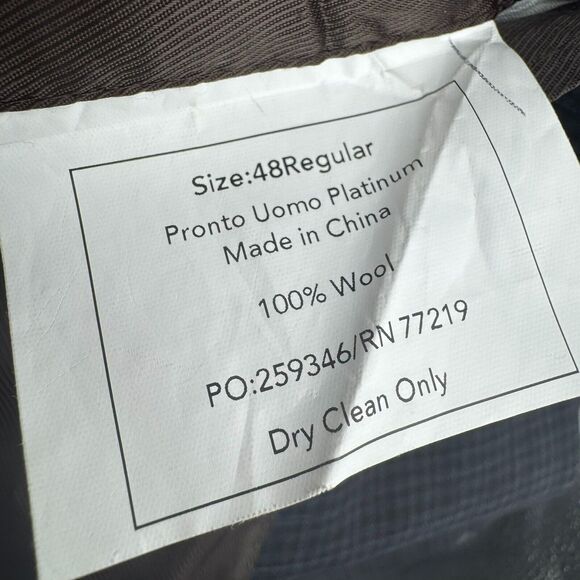 PRONTO UOMO Men's 48R Wool Blazer Suit‎ Jacket Blue Check Plaid Platinum Modern - Picture 5 of 9